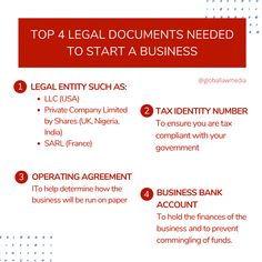 the top 4 legal documents needed to start a business