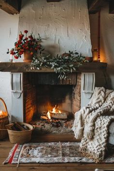 Cozy Farmhouse Fireplace Ideas for Your Home Small Room Fireplace Ideas, Old World Fireplace, Old Fireplace Decor, Cottage Core Fireplace, Small Stone Fireplace, Country Cottage Fireplace, Vintage Fireplace Ideas, Kitchen Fireplace Ideas, Cozy Fireplace Aesthetic