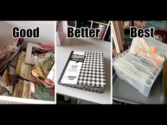 three pictures showing different types of crafting supplies and the words good, better, best