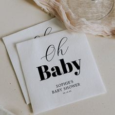 Modern baby shower party napkins featuring a plain white background, the title "oh baby", and a elegant template that is easy to personalize. Elegant Template, Baby Shower Napkins, Modern Baby Shower, Party Napkins, Modern Baby, Baby Shower Party, Plain White, Diy Business, Baby Shower Parties