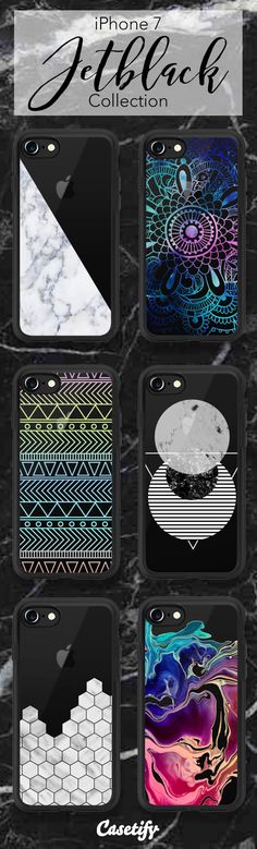 the back and sides of an iphone case with different designs on it, all in various colors