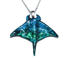 PRICES MAY VARY. Collection : The glass jewelry "Model MARP2015" is the collection of manta ray pendant necklace which are designed in 2 style variation as follow : "Blue Manta Ray Pendant Necklace", "Ocean Blue Manta Ray Pendant Necklace". All glass jewely in this collection are made from recycled materials (glass) to protect the environment. ORIGINAL DESIGNED BY "We are Handmade" : The shape of glass pendant necklace and earrings are designed to imitate "the posture of swimming manta ray", we Stingray Art, Thailand Design, Marine Sea, Jewelry Gift Ideas, Making Glass, Unique Pendant Necklace, Pinterest Diy, Manta Ray, Sea Animal