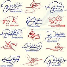 an image of signed autographs from all over the world in blue, red and white