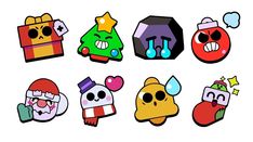 several different types of stickers on a white background, including one with an angry face