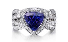 Parlé Jewelry Designs Trillion-Cut Tanzanite and Diamond Ring Tanzanite And Diamond Ring, Tanzanite Diamond Ring, Tanzanite Diamond, Diamond Jewelry Designs, Fabulous Jewelry, Gems Jewelry, Heart Jewelry