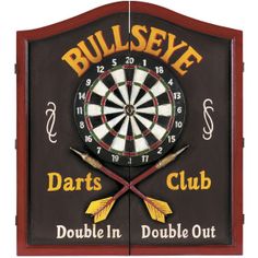 bullseye darts club darts in double out sign