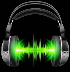 headphones with green sound waves on black background - free image 34971