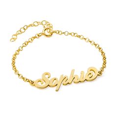 18k Gold Vermeil Carrie Style Name Bracelet / Anklet Hand Chain Jewelry, Heart Shape Pendant, Birthday Jewelry Gift, Anklet Bracelet