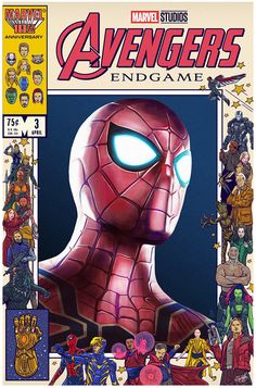 the avengers end game is shown in this comic book cover with an image of spider - man