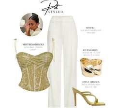 White And Gold Outfits Classy, White And Gold Outfits, Island Closet, Bad And Boujee Outfits, Gold Outfits, Brunch Outfits, Classy Outfits For Women, Afrikaanse Mode