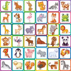 an image of many different animals on squares