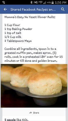 the recipe for bread rolls is shown on an iphone screen, and it appears to be in