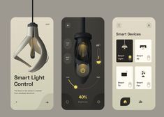 the smart light control is shown in three different stages