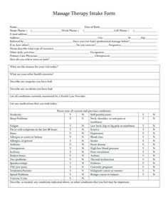 Massage Intake Forms, Massage Office, Intake Form, Massage Therapy Techniques, Craniosacral Therapy, Massage Business, Reflexology Massage