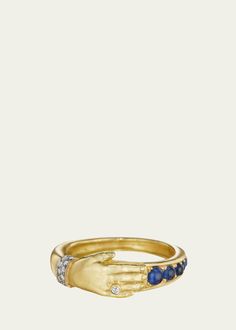 Anthony Lent 18K Yellow Gold Sapphire One Hand Band with Diamonds, Size 6.5 Anthony Lent, Band With Diamonds, Hand Band, Yellow Sapphire Rings, Yellow Gold Jewelry, Diamonds And Gold, Put A Ring On It, Yellow Sapphire, Yellow Diamond