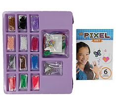 the craft kit is filled with different colored beads