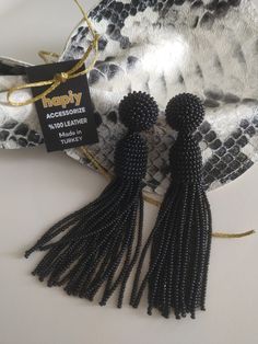 Long beaded tassel earrings are elegant and versatile, excellent addition to the evening dress as well as to every day clothes. My bead tassel earrings collection was inspired by designer Oscar de La Renta and handmade by me. I've been building it successfully since 2017 and it's on my bestseller list. and also I make it with love and use it with love. Evening Beaded Fringe Dangle Earrings, Party Jewelry With Tassel And Round Beads, Elegant Beaded Earrings With Tassels As Gift, Elegant Gift Beaded Earrings With Tassels, Adjustable Elegant Tassel Earrings For Party, Elegant Beaded Earrings For Celebration, Adjustable Drop Beaded Earrings For Party, Beaded Evening Earrings, Elegant Beaded Dangle Earrings With Tassels