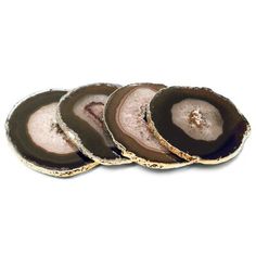 three slices of sliced agate on top of each other