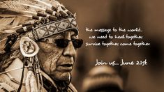 a native american man wearing sunglasses and headdress with a quote from john lewis