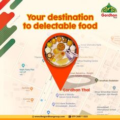 a map with an image of food on it and the words, your destination to delectable food