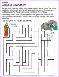 jesus is alive maze for kids to help them learn how to read the bible's word