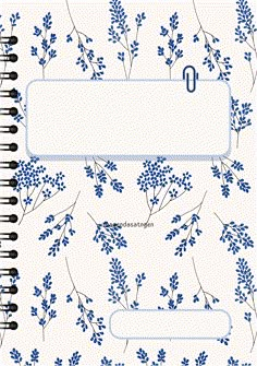 a notebook with blue flowers on it and a notepad attached to the front cover