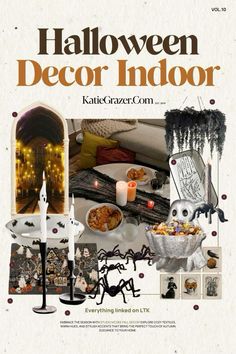 an advertisement for halloween decor indoors