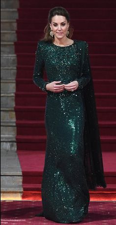 the duke and princess of cambridge are dressed in green sequins for their state banquet