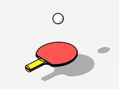 a ping pong paddle hitting a tennis ball