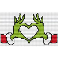 a cross stitch pattern with two hands making a heart