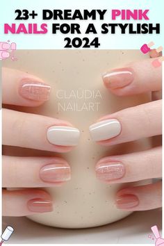 Short, square-shaped aesthetic pink nails with a glossy finish and white grid-like pattern, suitable for professional settings, crafted with gel polish. Gel Polish, Nails, Pattern