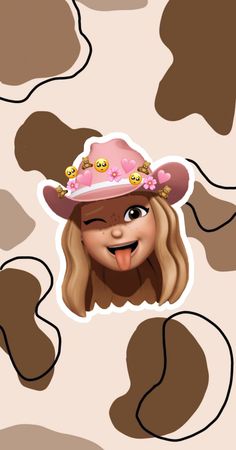 a cowgirl sticker is on the back of a camo wallpaper pattern