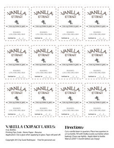 several different types of labels with the names of each product in black and white ink