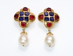 Chanel Gripoix Glass Pearl Byzantine Style Earrings Iconic Chanel by Maison Gripoix glass and pearl earrings from Fall 1994 Collection. This pair of Chanel earrings is in excellent condition. Collectors item! Approximate Measurements: Length 3”, Width 1.5” Comes with box. Chanel Earrings, Chanel Jewelry Luxury Vintage Pearl Earrings Gift, Chanel 1994, Earrings Chanel, Genuine Love, Chanel Earrings, Chanel Jewelry, Style Earrings, Vintage Chanel, Glass Earrings