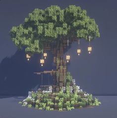 a very large tree with lots of plants growing out of it