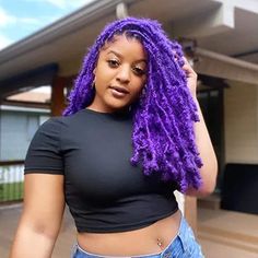 Purple Faux Locs Black Women, Soft Faux Locs, Loc Twist, Locs Soft, Faux Locs Crochet Braids, Butterfly Locs Crochet Hair, Butterfly Locs Crochet, Hairstyles Weave, Distressed Locs