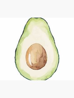 an avocado is shown on a light green background