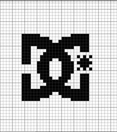 a cross stitch pattern with the letter d in black and white, on a gray background