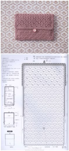 an image of a crocheted purse on top of a page with instructions to make it