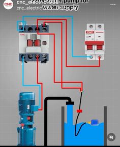 an electrical wiring diagram with two different types of switches and wires, including the water pump