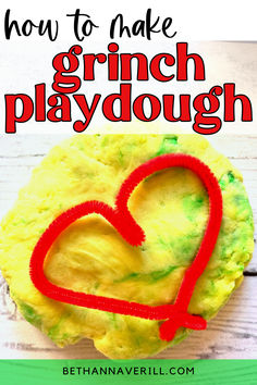 how to make grinch playdough for valentine's day with text overlay