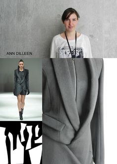 an image of a woman wearing a jacket and skirt with the words ann dilleen on it