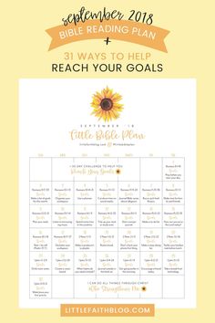 a printable bible reading plan with sunflower on it