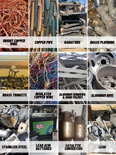 many different types of metal parts are shown in this collage with words describing them