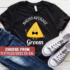 a t - shirt that says, macho average groom choose from 11 styles / sizes xs - 5xl