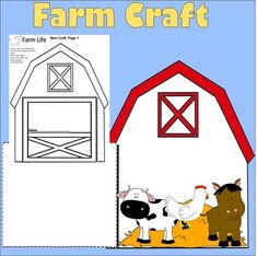 farm crafts for kids to make with paper and construction material, such as barn, horse, chicken