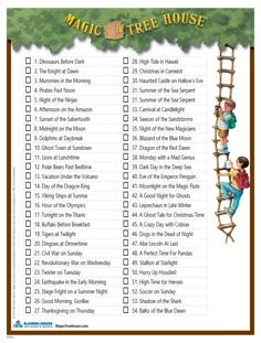 a printable magic tree house checklist for kids to play on the ladders