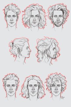 some drawings of people with different hair styles