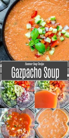 the recipe for gazpacno soup is shown here