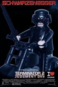 a lego man riding on the back of a motorcycle in front of a black background